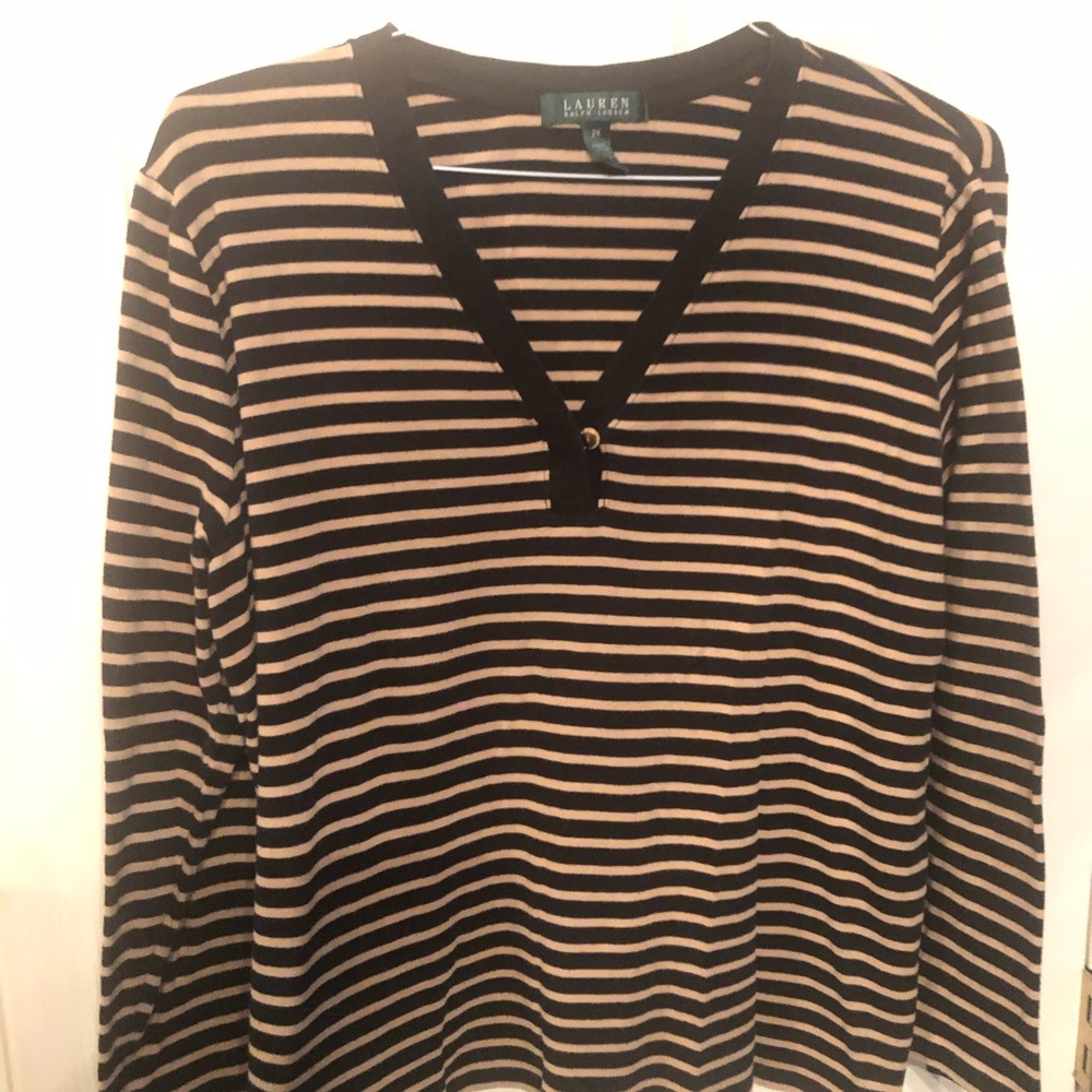 Black and Tan Striped Long Sleeve Top